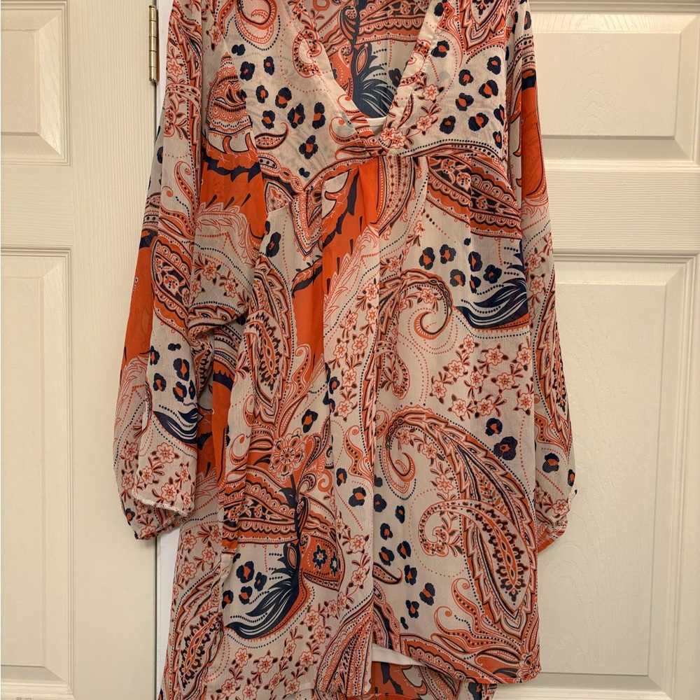 Bailey Blue Orange Long Sleeve Tunic